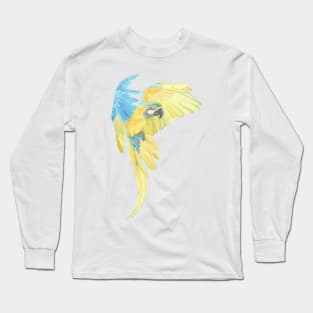 blue and gold macaw - watercolor parrot portrait Long Sleeve T-Shirt